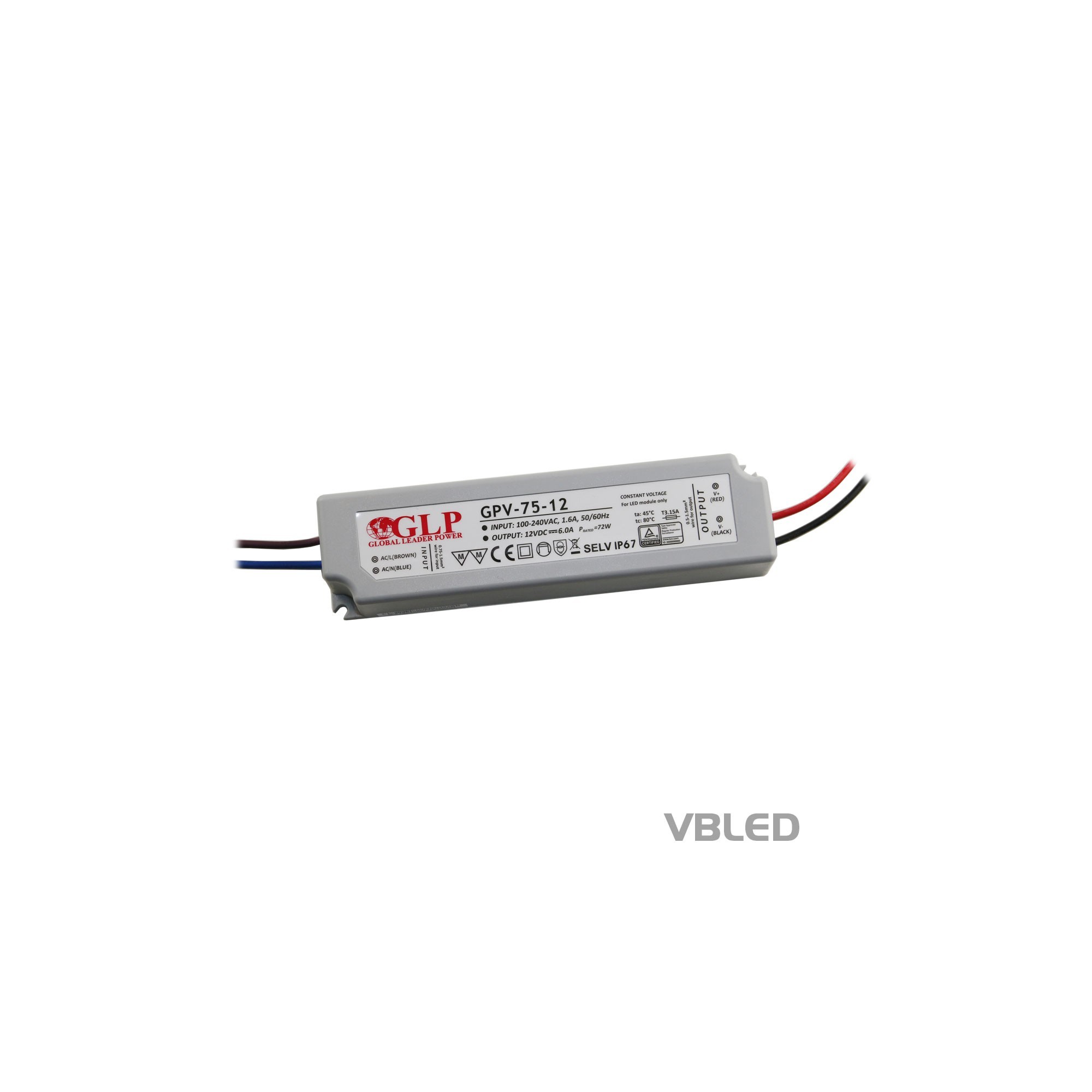LED voedingseenheid constante spanning / 12V DC / 72W