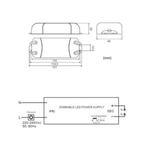 LED driver constant current 18.9W 350mA 30-56 V/DC dimmable