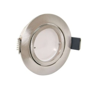Decken Einbaustrahler Rund Edelstahl gebürstet Optik flach 35 mm 230V mit 5W LED-Modul 3000K
