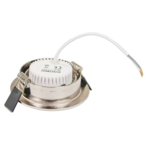 Decken Einbaustrahler Rund Edelstahl gebürstet Optik flach 35 mm 230V mit 5W LED-Modul 3000K