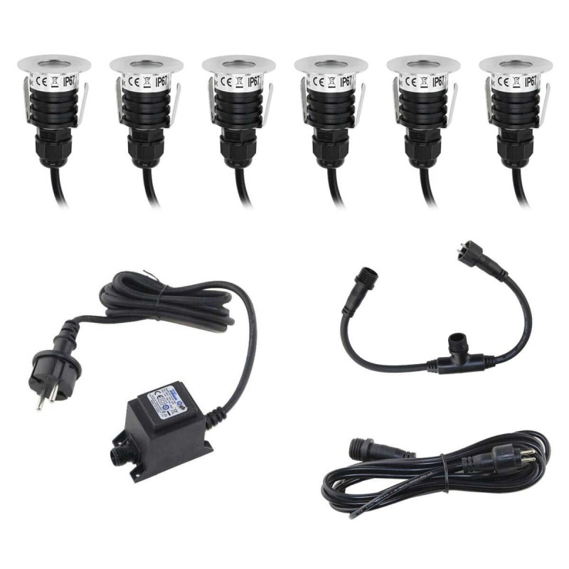 Mini LED vloerinbouwarmatuur 6-delig KIT - Rond - incl. transformator & kabel Mini LED vloerinbouwarmatuur 6-delig KIT - Rond - incl. transformator & kabel