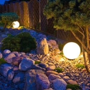 30cm LED RGB-Ball, Leuchtkugel mit Farbwechsel inkl. Fernbedienung und Erdspieß, Außenleuchte / Deko