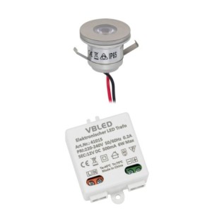 1W Mini Recessed Spotlight Set Incl. LED Driver 12V DC 6W