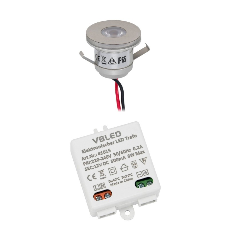 1W Mini Recessed Spotlight Set Incl. LED Driver 12V DC 6W 1W Mini Recessed Spotlight Set Incl. LED Driver 12V DC 6W