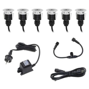 Mini LED Ground Recessed Light 6000K IP67 Round â 6-Piece Kit with Transformer & Cables