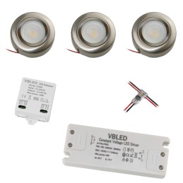 Set of 3 EZDIM LED under-cabinet lights with power supply unit and 3-step dimmer