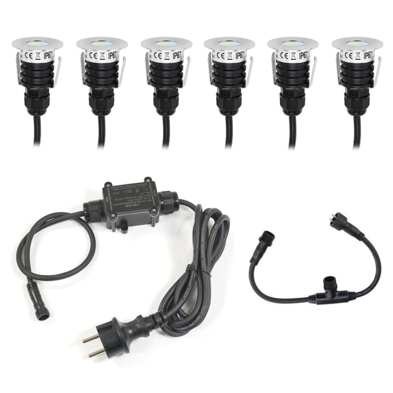 Set of 6 Mini LED Recessed Floor Lights Switchable warm white 3000K and cool white 6000K 12VDC 3 STEP DIM Set of 6 Mini LED Recessed Floor Lights Switchable warm white 3000K and cool white 6000K 12VDC 3 STEP DIM