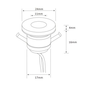 1W VBLED LED Mini Einbauspot "ALDYNE" Seitenstrahlend Minispot - 12VDC - IP65 - 3000K