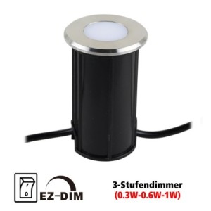 Set of 5 LED stainless steel recessed floor luminaires
