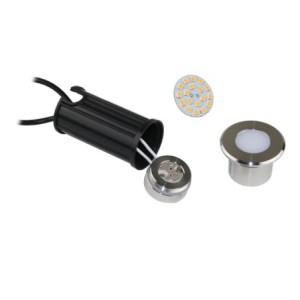 Set of 5 LED stainless steel recessed floor luminaires