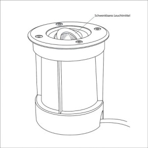Swivelling LED recessed floor spot 230V AC IP67 water-protected without bulb