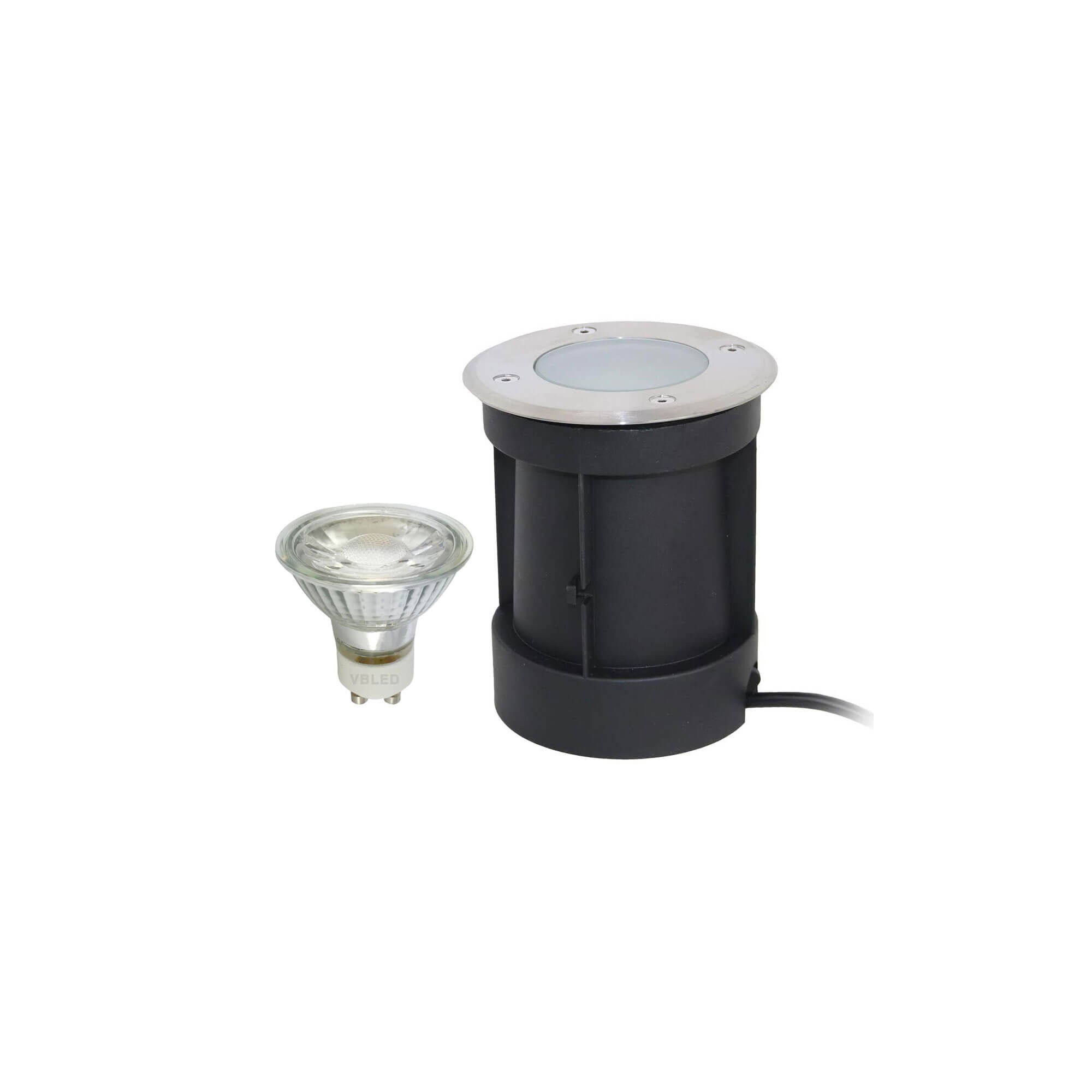 Foco empotrable de suelo LED con soporte orientable y bombilla LED de 5,5 W