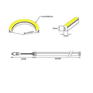 Gartus NEON LED STRIPE IP67 3000K 24V 5M