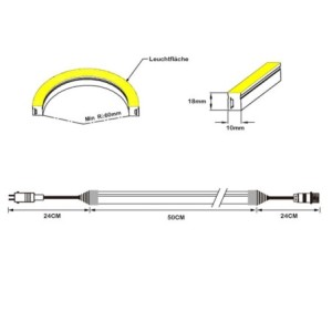 Gartus NEON LED STRIPE IP67 3000K 24V 50CM