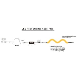 LED neon strip LED strip - 50cm - KIT (incl. transformer