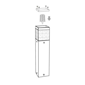 Path light bollard 12V 30cm without bulb