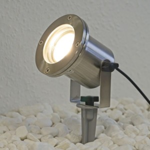 3er Set LED-Teichstrahler / Gartenteich Licht 12V, aus Edelstahl IP68 mit RGBW MR16 Leuchtmittel und Trafo