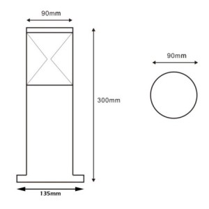 VBLED LED Path Light 230V AC 10W 3000K 30cm high