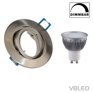 VBLED LED recessed aluminium spotlight - silver optic - round - incl. socket - 5W - GU10 LED