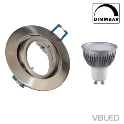 VBLED Spot encastré LED en aluminium - optique argentée - rond - avec prise - 5W - GU10 LED