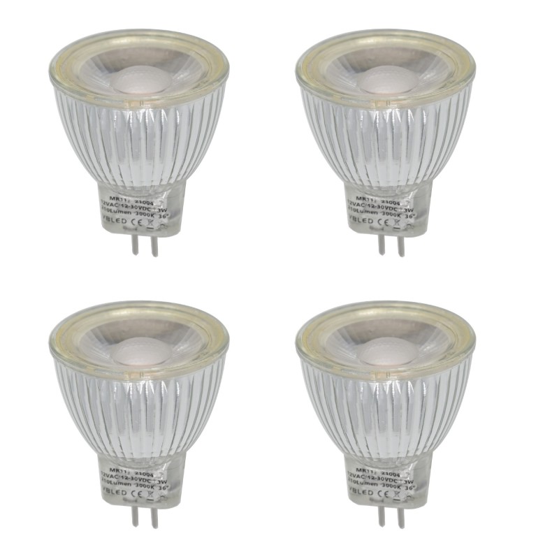 Set of 4 LED bulbs - dimmable - MR11/GU4 - COB - 2.9W Set of 4 LED bulbs - dimmable - MR11/GU4 - COB - 2.9W