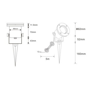 Faretto da giardino a LED Luce per laghetto 12V, acciaio inox IP68 con lampadina MR16 5W