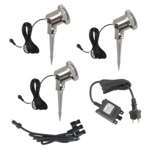 Set of 3 LED garden spotlights Garden pond light 12V