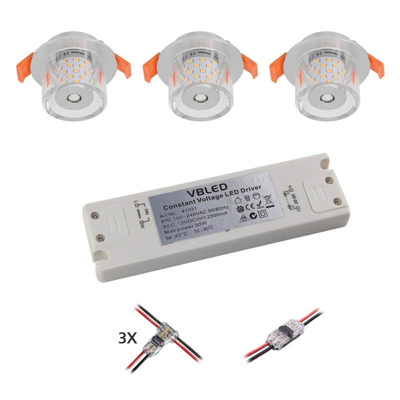 3 KIT LED recessed luminaire with G4 bulb 12V 4W 3000K 300Lumen 3 KIT LED recessed luminaire with G4 bulb 12V 4W 3000K 300Lumen