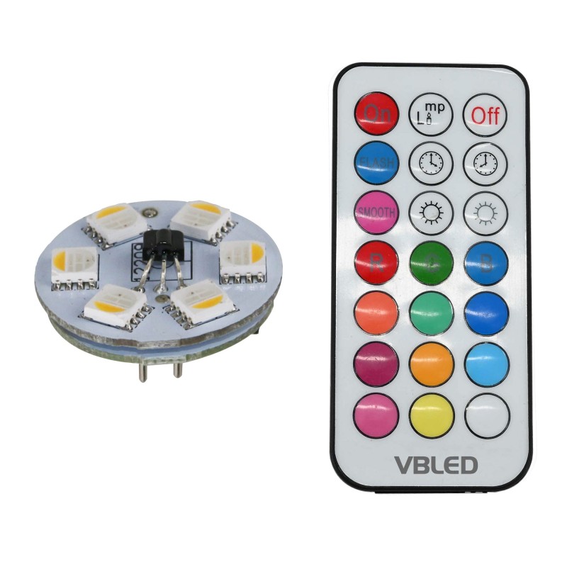 Lampada a LED RGB+WW con base a spillo SET incl. telecomando IR - G4 - 0,8W Lampada a LED RGB+WW con base a spillo SET incl. telecomando IR - G4 - 0,8W