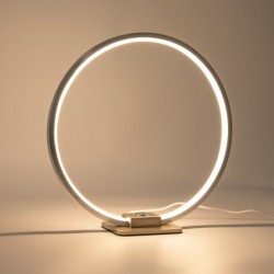 Lampe de table LED décorative en forme d'anneau, Ø 28cm, 15W 3000K 430lm 300°, aluminium, argent