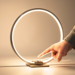 Decoratieve LED tafellamp ringvorm, Ø 28cm, 15W 3000K 430lm 300°, aluminium, zilver