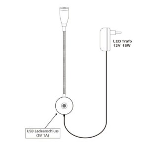 Premium LED wall, bed and reading lamp with gooseneck and USB connection