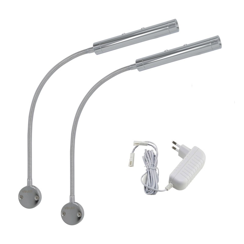 Set of 2 VBLED LED wall light two flames- 2X6W - 40cm gooseneck - DIMMABLE Set of 2 VBLED LED wall light two flames- 2X6W - 40cm gooseneck - DIMMABLE